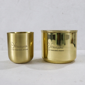 Pot de bougie vide en laiton doré, fait à la main avec couvercle, nouveaux modèles pour la fabrication de pots de luxe, conteneurs en étain, pièces - Product Image 4