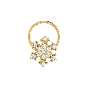 AJRETAIL 0.1 Carat Natural Diamond Flower Ethnic <b>Nose</b> Pin 14K <b>Gold</b> HI Color VS-SI Clarity Fine Women's Piercing Jewelry - Product Image 1