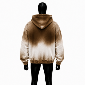 Sweat-shirt à capuche zippé dégradé marron pour homme, coupe oversize, style streetwear, unisexe, premium, effet ombré, fermeture éclair intégrale, vintage délavé - Product Image 2