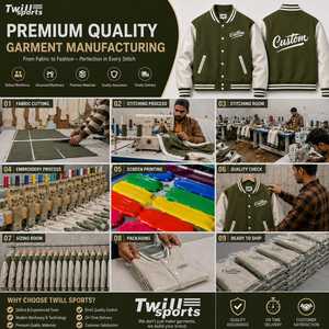 Custom Letter Print Windproof Breathable Wool/Polyester Varsity Jacket Men Olive Green PU Sleeve Casual Winter <b>Covered</b> <b>Button</b> - Product Image 6