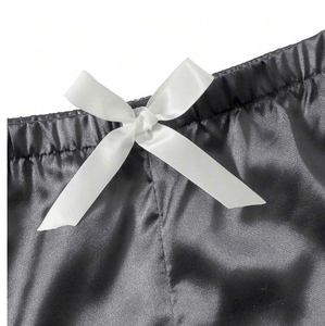 Summer Pajamas for Women Women's Casual Solid Silk Satin Pajama Set <b>Short</b> Sleeve Button Up Top & <b>Shorts</b> Sleepwear - Product Image 6
