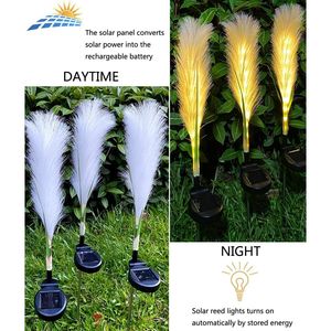4 Pack luci giardino solare impermeabile decorativo paesaggio di illuminazione per Pathway Patio cortile fiore Reed Design per uso esterno - Product Image 6