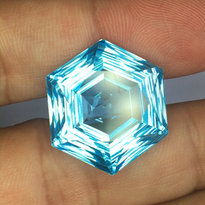 Topacio azul natural, corte hexagonal elegante, calidad AAA con brillo AAA, perfecto para pulir, a precio económico. - Product Image 3
