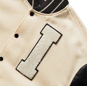 Chaqueta de bombardero universitaria con mangas de cuero y forro acolchado personalizado, chaqueta universitaria de lana de béisbol, chaquetas con letras de chenilla bordadas - Product Image 3