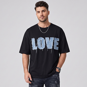 T-shirt Homme Oversize Brodé Effet Vieilli Manches Courtes Coupe Ample Style Été - Product Image 6