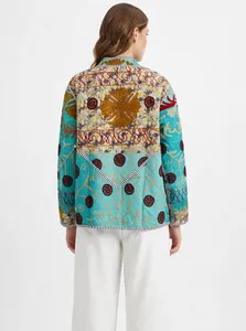 Chaqueta Acolchada Kantha Vintage para Mujer, Chaqueta de Invierno de Manga Larga con Bordado de Algodón - Product Image 2