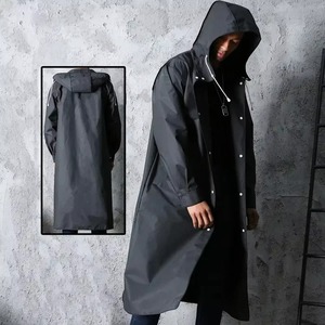Manteau long imperméable d'hiver pour homme avec capuche, logo frontal, fermeture simple boutonnage et cordon de serrage - Product Image 6