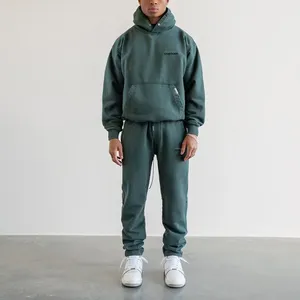 Ensemble de survêtement en coton surdimensionné de haute qualité avec logo personnalisé, pantalon de jogging et sweat à capuche pour homme - Product Image 1