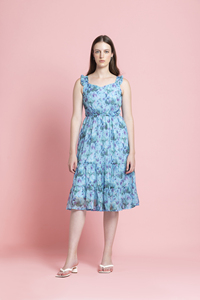 Robe légère à imprimé floral bleu de qualité supérieure pour femmes, tenue de plage pour les vacances d'été, disponible au prix de gros - Product Image 2