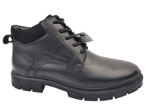 Botas Chukka de Tobillo para Hombre, de Cuero Genuino Negro, con Cordones, Punta Redonda, Suela de Goma Antideslizante, Entresuela de EVA, para Todas las Temporadas - Product Image 1
