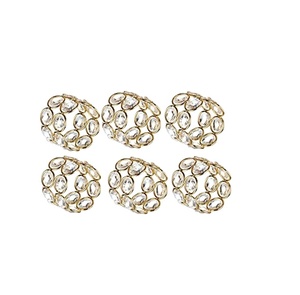 Rond de serviette rond de luxe de qualité supérieure en métal et cristal de taille personnalisée pour les mariages porte-serviettes de table en matériau PC - Product Image 1