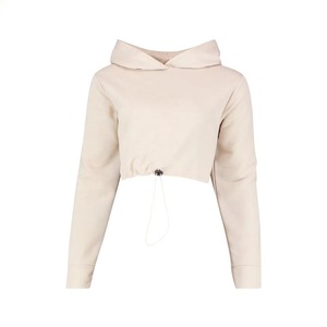 Wholesale Customized Ladies Crop Top Hoodie OEM Long Sleeve Fleece Women Crop Top Hoodies for Women 100% Cotton Women Hoodies - Product Image 2