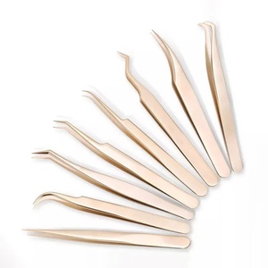 Ensemble de pinces à cils en acier inoxydable Ryzer Studio, 1 pièce, pointe incurvée et pointue, outils de beauté pour extensions de cils, maquillage et outils - Product Image 1
