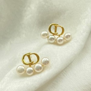Niche Design European American Retro Stud <b>Earrings</b> Classic CD Letter <b>Pearl</b> Freshwater <b>Pearl</b> <b>Earrings</b> Zhuji Natural Freshwater - Product Image 2