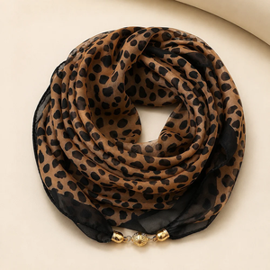 63x63cm Leopard Print Silk Square <b>Scarf</b> for Women with Magnetic Clasp Lightweight Chiffon Fashion Accessory - Product Image 6