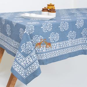 Mantel de Algodón Puro 100% Hecho a Mano con Diseño Floral de Loto, Estampado a Bloque, Decoración para Mesa de Boda, Cubierta para Mesa de Comedor - Product Image 4