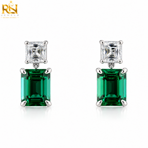 ต่างหูเพชรทรงหยดน้ำมรกตเจียระไนแบบ Asscher ดีไซน์โดดเด่น |   เครื่องประดับทองคำแท้ 9K 14K 18K - Product Image 1