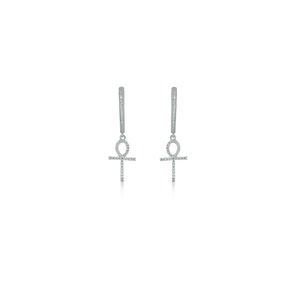 Boucles d'oreilles solitaires en or blanc avec diamant, bijoux de luxe pour femmes, plaqué rhodium, pour mariage, anniversaire, fête, meilleur prix - Product Image 1