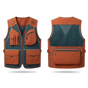 Gilet de pêche multi-poches pour hommes, design utilitaire à fermeture éclair frontale, vêtement de pêche léger pour l'extérieur, production en gros sur mesure en usine - Product Image 1