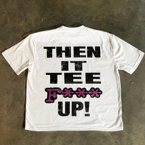 Camiseta Corta Oversize de Algodón Grueso de 250 GSM con Hombros Caídos, Estilo Hip Hop, con Gráficos Personalizados para Hombre, OEM - Product Image 2