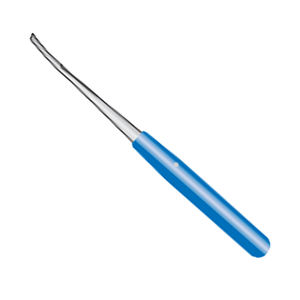 Élévateur périostal courbé manuel en acier inoxydable 5x25mm avec poignée en acétal bleu Suregrip 185mm de long, instrument chirurgical certifié CE - Product Image 1