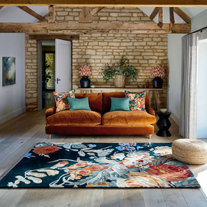 Tapis de luxe surdimensionné en laine de Nouvelle-Zélande tufté à la main, motif floral, tapis botanique contemporain, fabrication sur mesure en usine - Product Image 1
