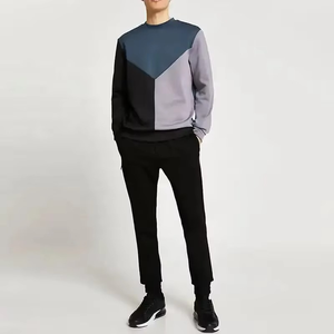 <b>Men's</b> Color Blocking Crew Neck <b>Pullover</b> Knitted Sweatshirt Regular Fit Casual Autumn Style - Product Image 2