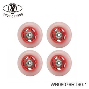 YEOU CHERNG Scooter <b>Wheel</b> Pink Red Core WB08076RT90-1 Durable Kick Scooter Accessory - Product Image 3