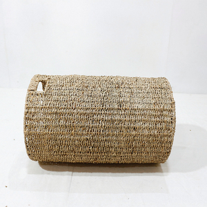 Cesto de ropa cilíndrico de mimbre marino con tapa, ecológico y de gran venta. - Product Image 2