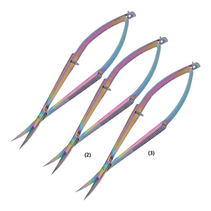 Ciseaux à cuticules professionnels en acier inoxydable à lame incurvée tranchante, manche en acier, logo personnalisé, pour soins des ongles, usage en salon, précision - Product Image 1