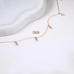 Drop <b>Necklace</b> Dainty Station Diamond <b>Chain</b> Minimalist Elegant Fine Jewelry for Women Delicate Everyday <b>Necklace</b> Gift - Product Image 4
