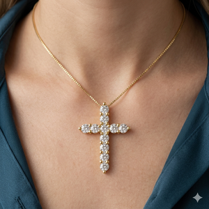Pendentif Croix Jésus en Or Massif 10K Personnalisé avec Serties, Collier à Attache Discrète, Bijoux Religieux Chrétiens Naturels, Breloques Unisexe - Product Image 2