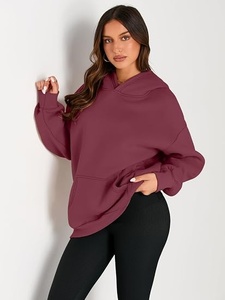 Sweat-shirt à capuche surdimensionné pour femme, couleur unie, manches longues, en coton tricoté, pull décontracté pour l'automne - Product Image 6
