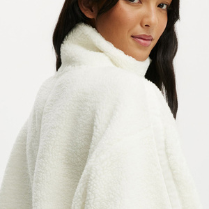 Veste Sherpa pour femme, chaude en polaire, coupe oversize, décontractée, entièrement zippée, col montant, personnalisable OEM, vente en gros, vêtement d'extérieur tendance - Product Image 4