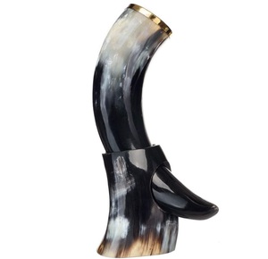 Premium Quality Viking <b>Drinking</b> Horn with <b>Stand</b> Leak Food Safe Polished Religious Style Christmas Decoration - Product Image 1