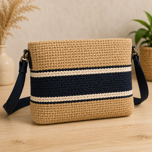 HINDVANTA GLOBAL Jute <b>Material</b> Eco-friendly Durable Fashion Vintage Sling <b>Bag</b> Cotton Rope Reinforcement Zipper Closure Storage - Product Image 1