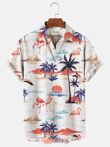 2026 Breathable Beaded Hawaiian Print Casual Short Sleeve <b>Shirt</b> for Men European Size Beach - Product Image 6
