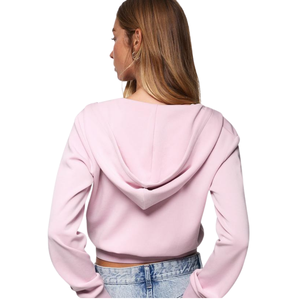 Custom Women's Cropped Hooded Cardigan V Neck Button Up Sweatshirt <b>Lightweight</b> Casual Fashion <b>Hoodie</b> OEM ODM Supplier - Product Image 2