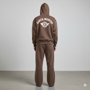 Ensemble sweat à capuche zippé intégral et pantalon de survêtement Ranzia Industry personnalisé avec strass et broderie patchwork vieilli - Product Image 2