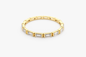 Anillo de Boda para Mujer de Oro Sólido de 14k con Diamantes Baguette Eternity de 0.64 CT, Anillo de Aniversario, Anillo Apilable de Fine Jewelry - Product Image 2