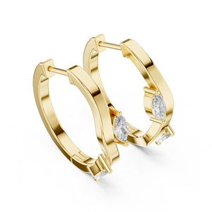 Marquise Lab Grown Diamond 0.25 CTW Wave Huggie <b>Hoop</b> <b>Earrings</b> EF VVS2 VS1 14K 18K Soild Gold Fine Jewelry Women Anniversary Gift - Product Image 4