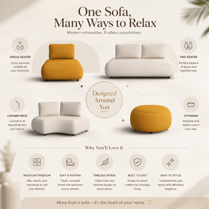 Juego de Sofás Modernos de Diseño para Sala de Estar con Sillones Auxiliares y Otomana, Tapicería de Tela Premium, Espuma HR de 40 de Densidad y Madera Sólida Americana - Product Image 2