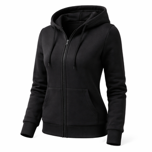Wholesale Custom Black <b>Zip</b> <b>Up</b> Hoodie for Women - OEM Bulk Purchase Direct from Factory - Product Image 3