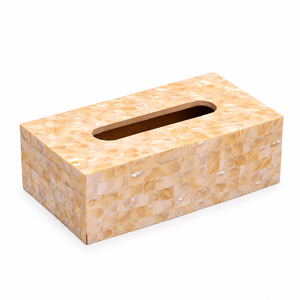 Boîte à mouchoirs en bois blanc vintage artisanale, support décoratif de luxe pour le bureau et les hôtels - Product Image 4