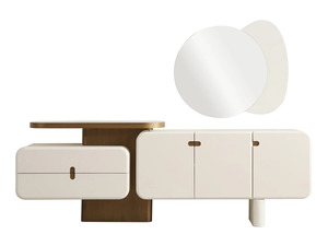 Modern Luxury Solid Teak Wood Dining Room Set Cream Oval <b>Table</b> 4 Chairs Minimalist Kitchen Sideboard <b>Buffet</b> Cabinet Home - Product Image 6