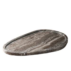 Dark Marble Oval Tray with Smooth <b>Surface</b> Luxury Decorative Tray for Bathroom Vanity Serving Tray for Perfume or Candle Display - Product Image 1