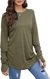 <b>Thumb</b> <b>Hole</b> Ladies' Casual Long Sleeved T-Shirt <b>Top</b> Winter Hot Selling Classic Design Polyester - Product Image 2