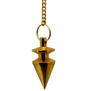 Wholesale Polished Gold Cone with <b>Ring</b> <b>Plate</b> Shaped Feng Shui Pendulum for Energy Healing Divination Environmentally Friendly - Product Image 6