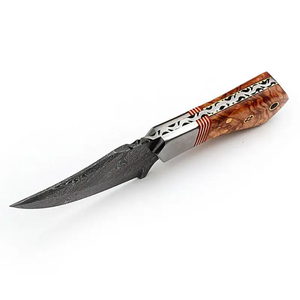 Couteau de chasse/découpe personnalisable en acier inoxydable OEM avec manche en bois Pakka, étui en cuir, fabrication artisanale, marque ZA DAMASCUS MAKERS - Product Image 2