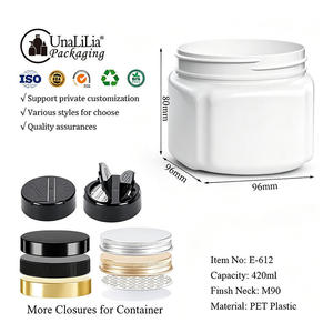 Custom 420ML White Square PET Wide Mouth <b>Jar</b> - Cosmetic <b>Plastic</b> Container for Body Butter Cream Hair Packaging - Product Image 5
